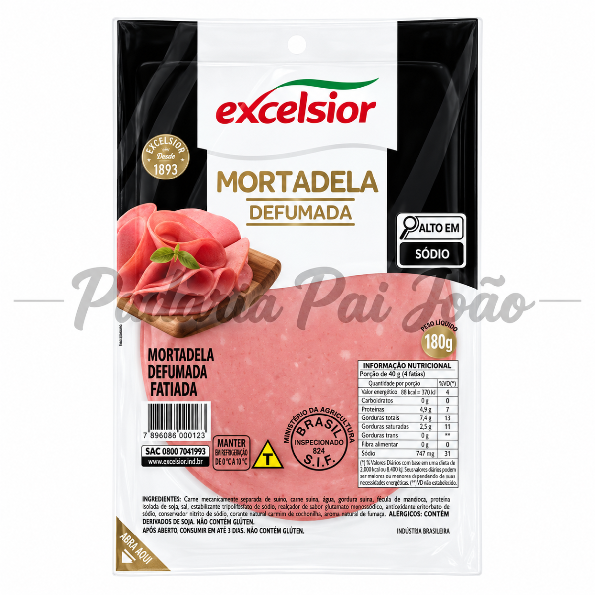 Mortadela Fatiada Defumada Excelsior 180g