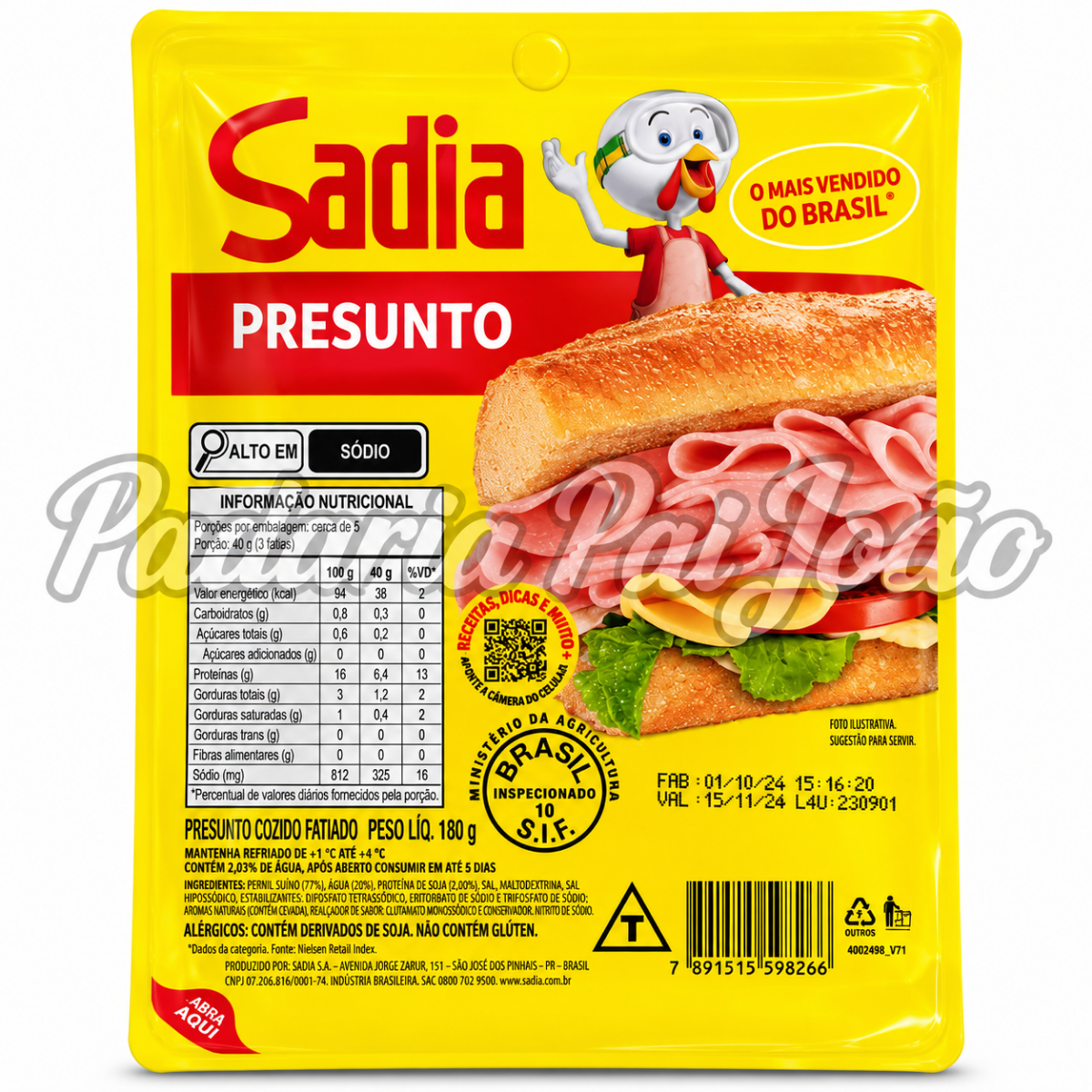 Presunto Fatiado Sadia 180g