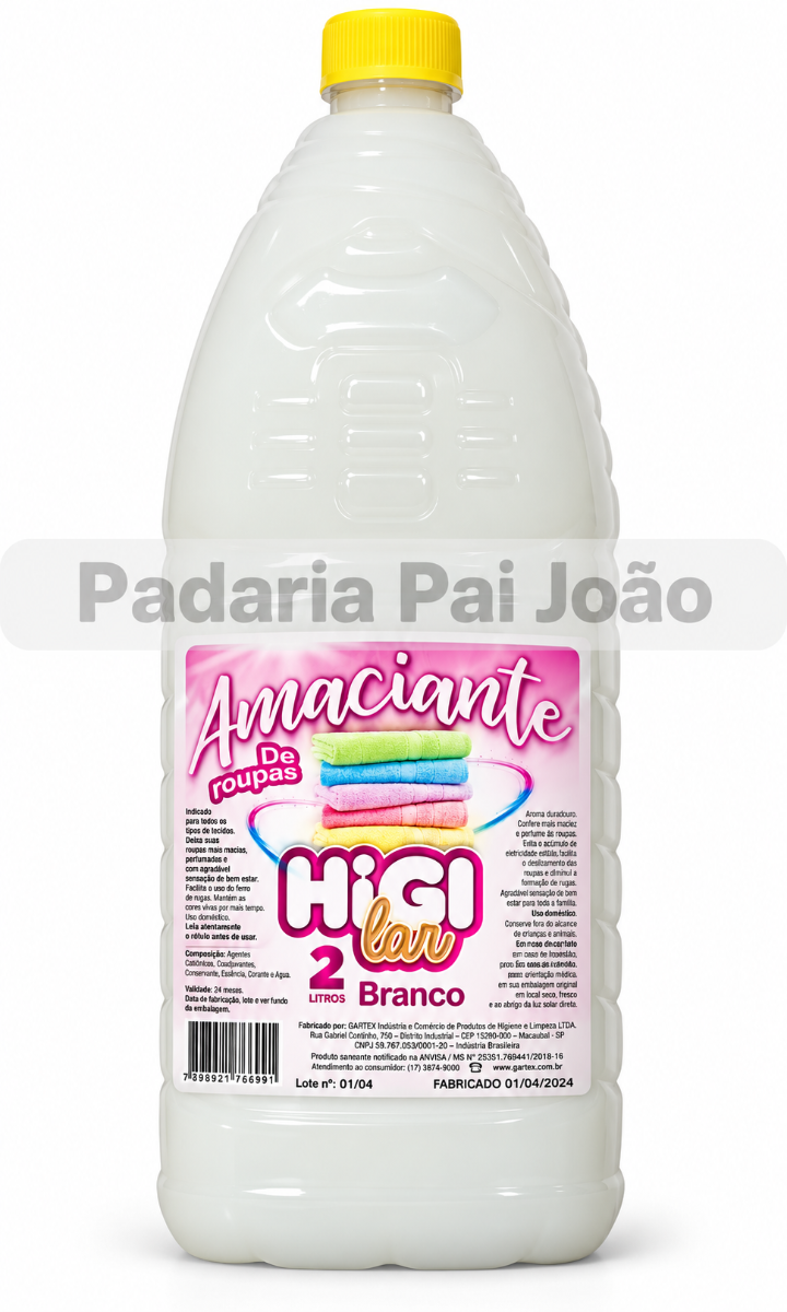 Amaciante de Roupas Branco Higilar 2 lt
