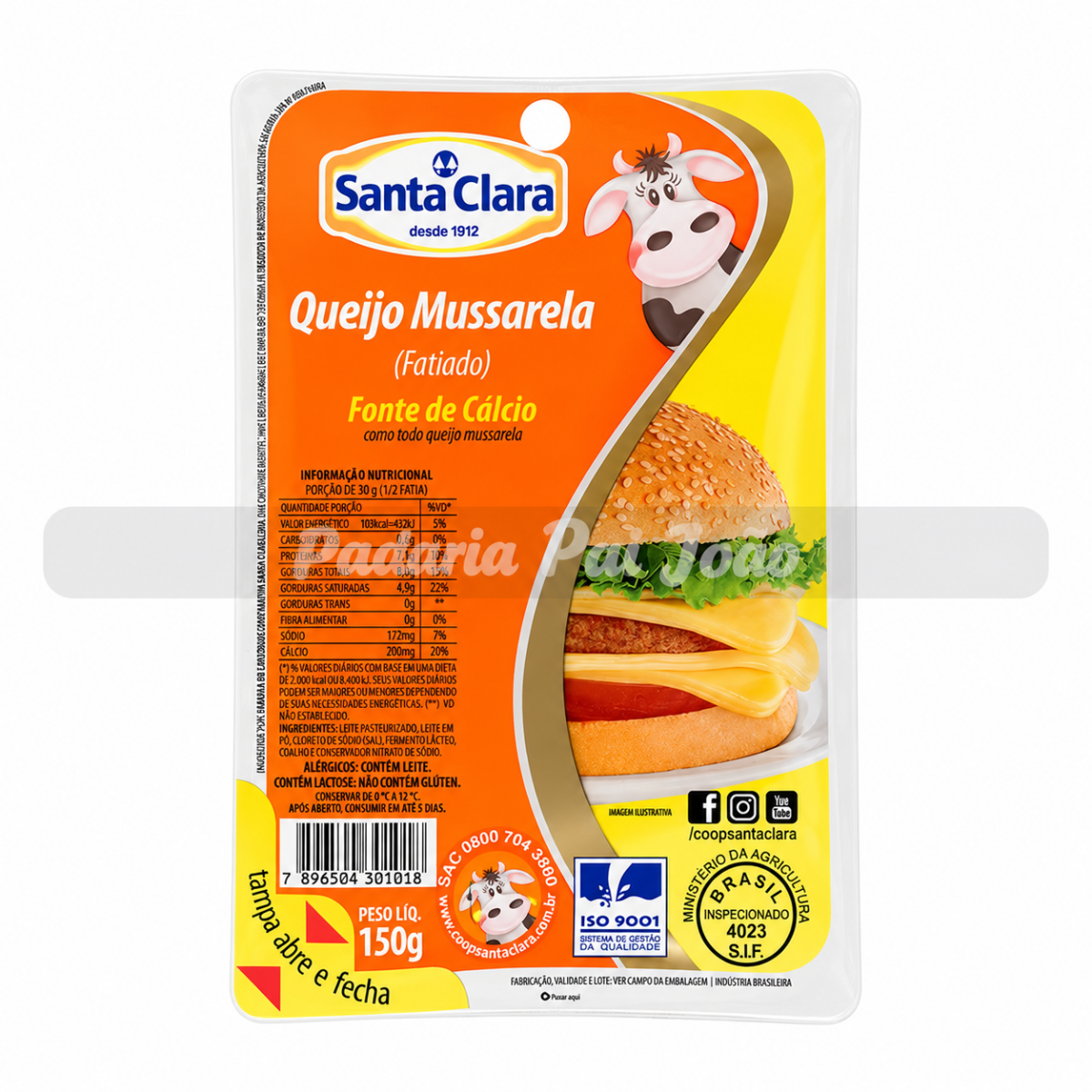 Queijo Fatiado Mussarela Santa Clara 150g