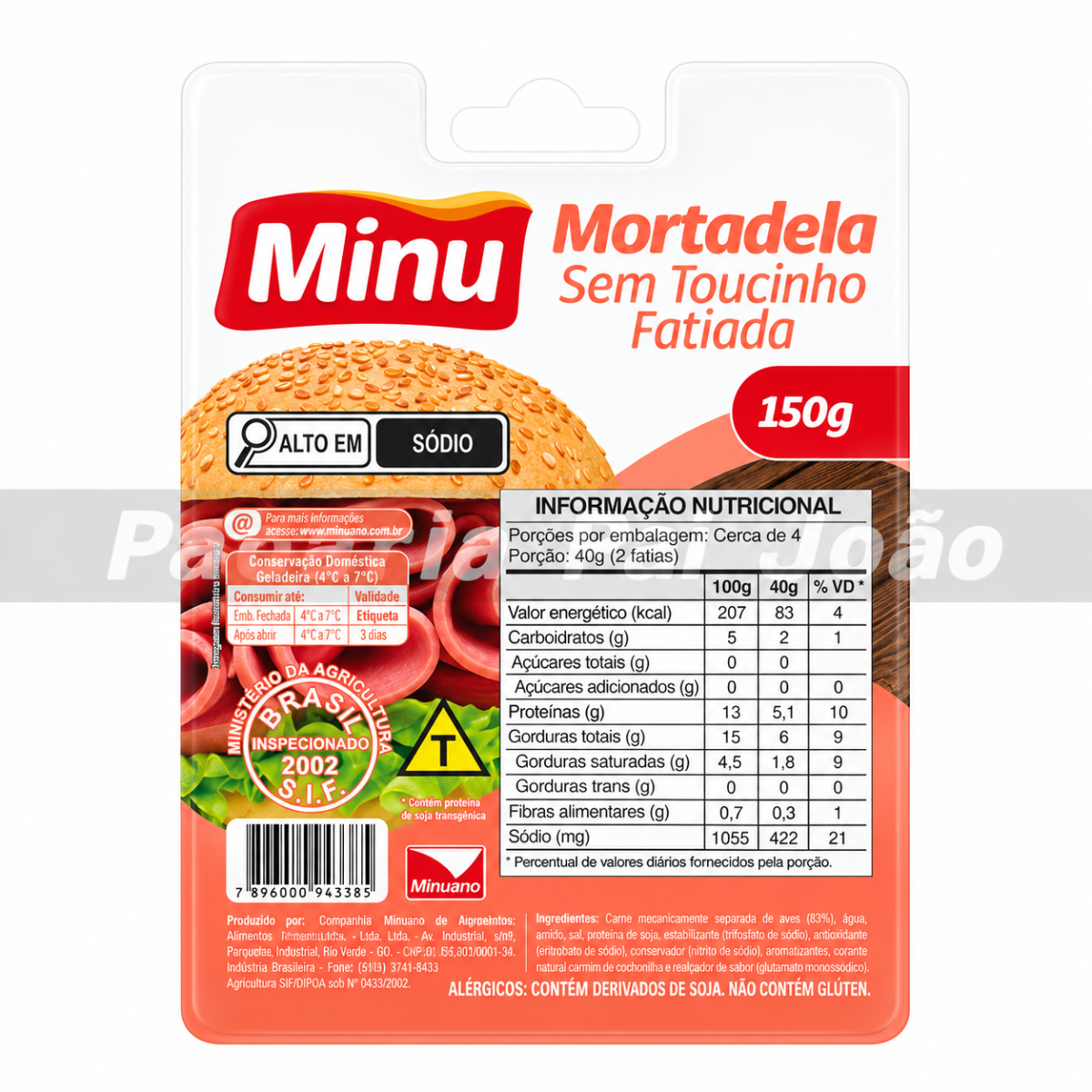 Mortadela Fatiada sem Toucinho Minu 150g