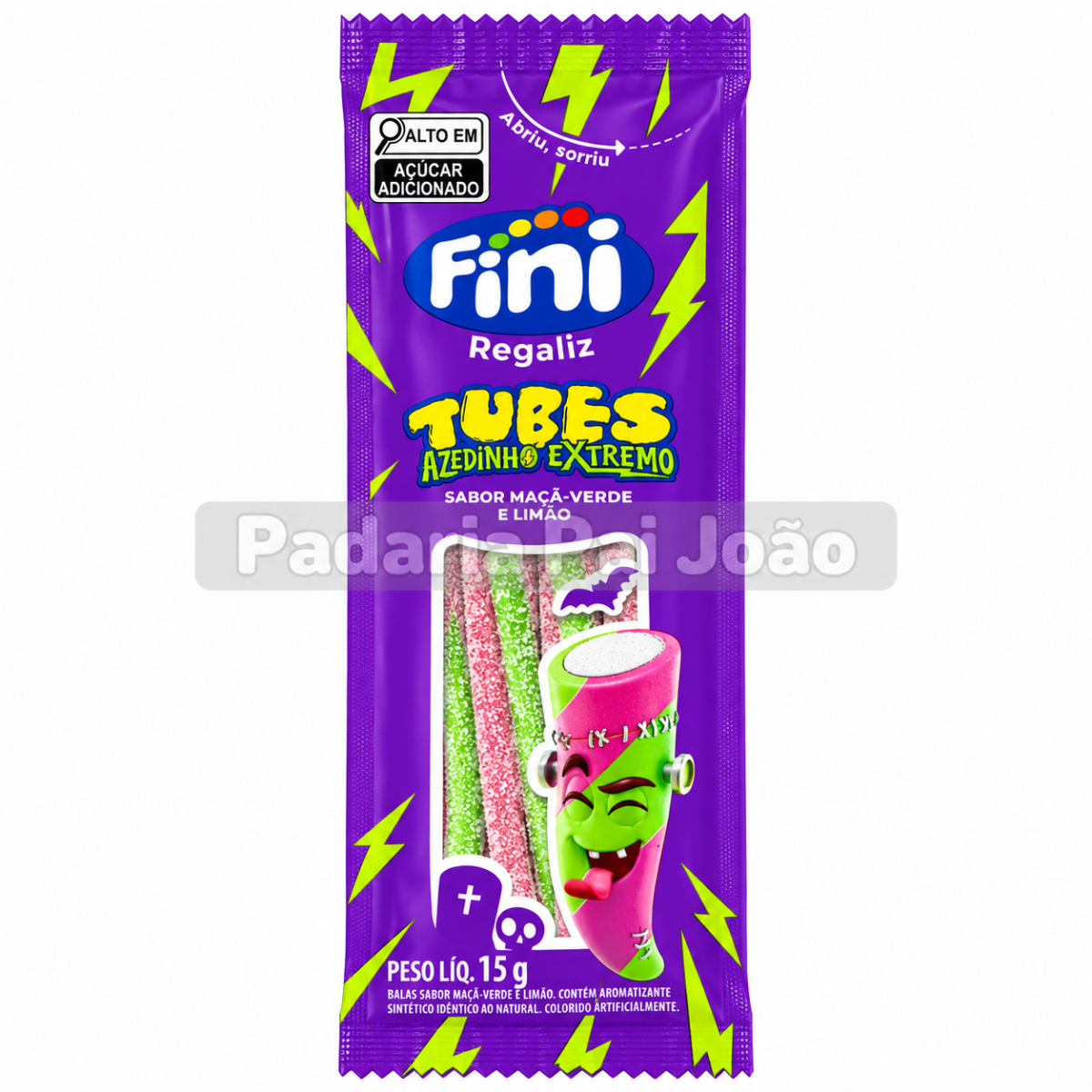 Fini Regaliz Tubes Azedinhos Maça Verde e Limao 15g